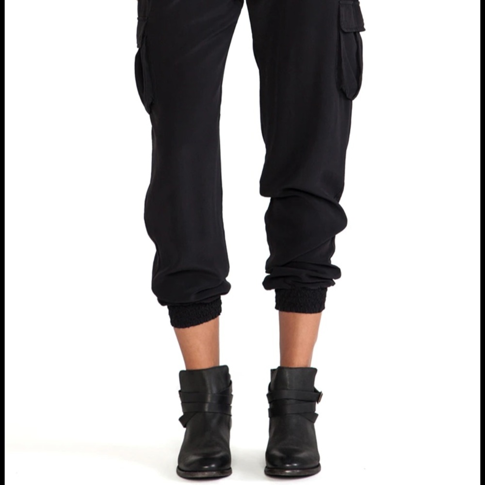 Band of Gypsies-black cargo silk joggers